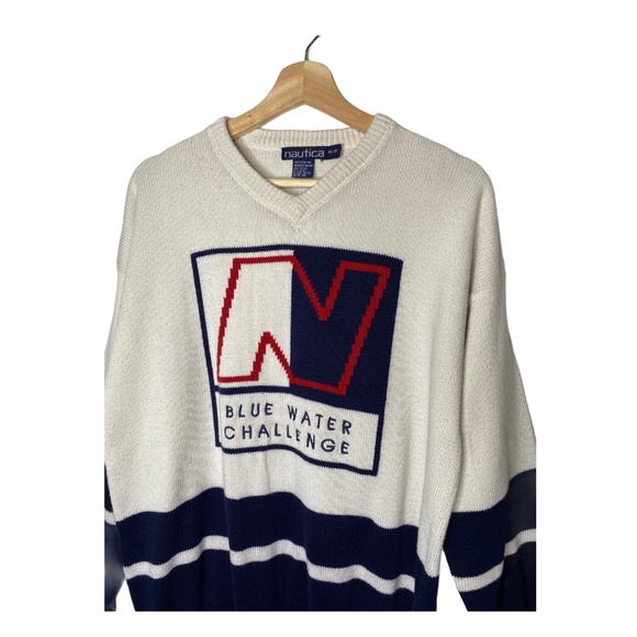 Vintage 90s Nautica Blue water Challenge Sweater - Picture 2 of 10